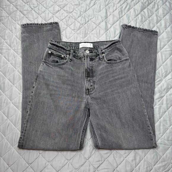 Abercrombie & Fitch 90’s straight ultra high rise black denim jeans women’s 26/2 - Picture 1 of 8